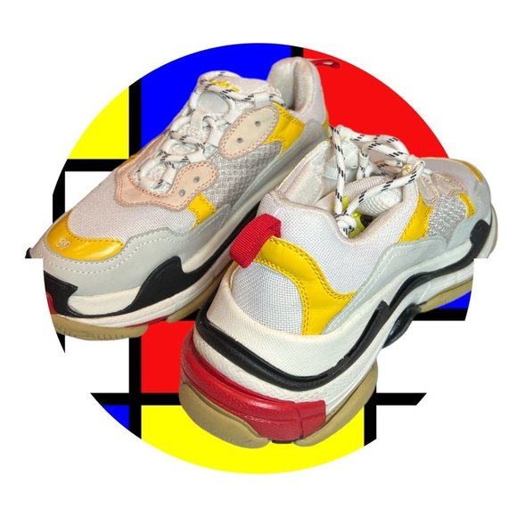 Size 6 - Balenciaga Triple S, Cream, Yellow, Red - Picture 1 of 10